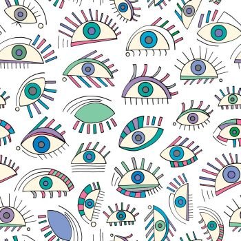 Hand drawn abstract eyes pattern. Sight seamless vector background. Modern texture for wallpaper, wrapping paper, textile design, surface, fabric.. Hand drawn abstract eyes pattern. Colorful sight seamless vector background. Modern stylish texture for wallpaper, wrapping paper, textile design, surface, fabric.