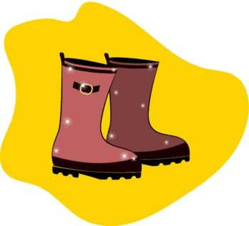 pink rubber boots on a yellow background isolated. pink rubber boots on a yellow background