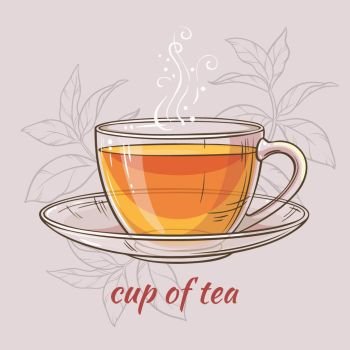 ?up of tea. vector illustration with cup of tea on color background