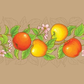 apple vector pattern. apple branches vector pattern on color background