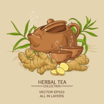 ginger tea illustration. ginger tea vector illustration on color background