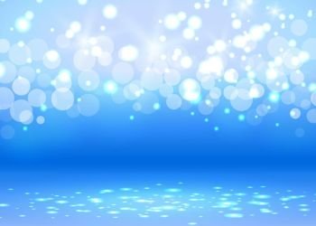 Abstract bokeh background. Abstract bokeh light blue background with white decoration elements. Vector illustration