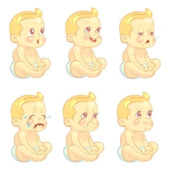 Baby, child emotions vector set. Baby, child emotions vector set. Happy or sad, crying and laughing illustration