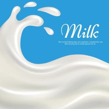 Milk with splashes realistic vector illustration. Milk with splashes realistic vector illustration. Pouring cream yogurt background