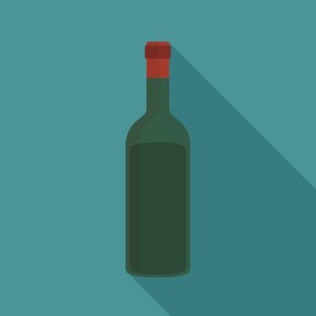 Wine bottle flat long shadow design icon.