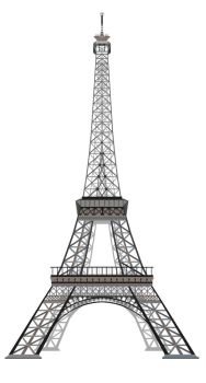 Vector illustration grey and black Eiffel tower isolated on white background