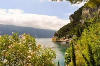 View of Lake Garda . View of Lake Garda and mountains in Italy