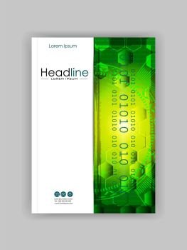 HUD cover design template in green yellow. Vector.