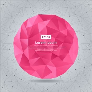 Abstract low polygonal circles. Geometric pink. Vector background