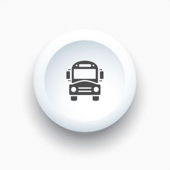 Bus school icon on a white button