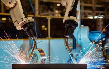 robot welding part in automotive industrial