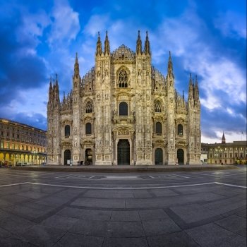 Duomo di Milano (Milan Cathedral) and Piazza del Duomo in the Morning, Milan, Italy