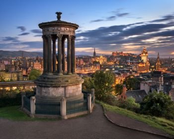 View of Edinburgh from Calton Hill in the Evening, Scotland, United Kingdom