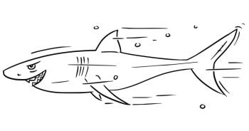 Cartoon vector of shark dangerously smiling 