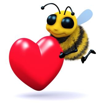 3d render of a bee with a heart