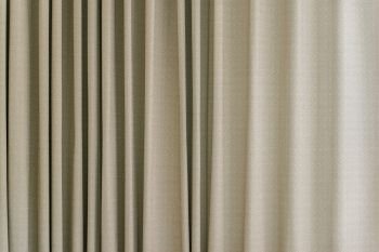 cream and brown curtain pattern from window