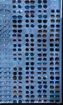 set of different colored glasses as a  background