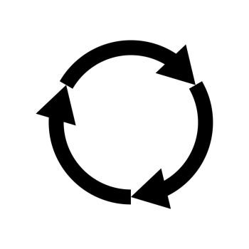 Three circle arrows it is black icon . Simple style .. Three circle arrows it is black icon .
