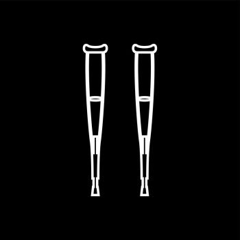 Pair of crutches white icon .