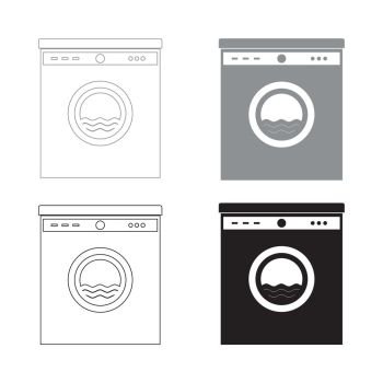Washing machine   the black and grey color set icon .. Washing machine   it is the black and grey color set icon .