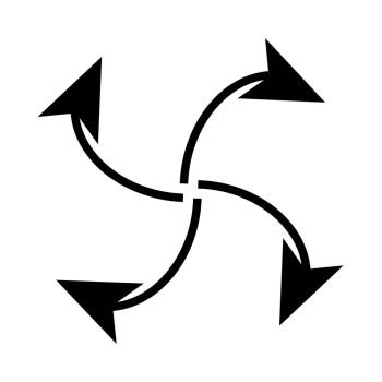 Four arrows in loop from  center black icon .