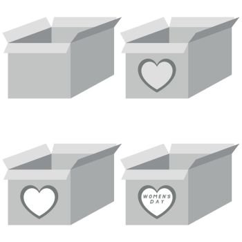 Grey present box four items.. Grey present box four items this is set icons.