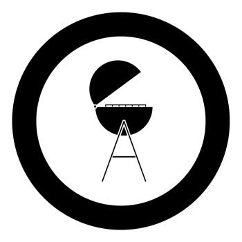 Barbecue or grill black icon in circle vector illustration isolated flat style .