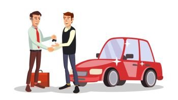 Car Dealer Man Vector. Automobile Sales Agent. Selling Or Rent A Car. New Machine. Flat Business Cartoon Illustration. Car Dealer Vector. Car Dealership Agent. Auto Selling Concept. Isolated Flat Cartoon Character Illustration