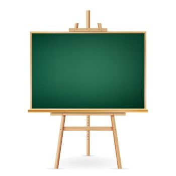 School Chalkboard Vector. Isolated On White. Realistic Illustration. School Blackboard Vector. Wooden Frame. Classic Empty Education Chalkboard. Isolated Realistic Illustration