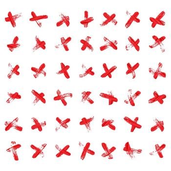 X Red Marks Set Vector. X Cross Sign. Crossed Vector Brush Strokes Isolated Illustration.. X Cross Sign Vector. Red Hand Drawn X Mark Symbol. Grunge Letter X Isolated