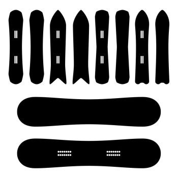 Snowboard Icons Set Vector. Black And White. Different Types. Isolated Snowboards Symbols, Sign.. Snowboard Icons Set Vector. Black And White. Different Types. Isolated Snowboards