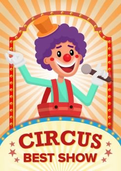 Circus Clown Show Poster Blank Vector. Vintage Magic Show. Fantastic Clown Performance. Holidays And Events. Illustration. Circus Clown Poster Invite Template Vector. Amusement Park Party. Carnival Festival Background. Illustration