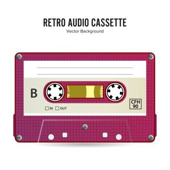 Retro Audio Cassette Vector. Detailed Retro C90 Audio Cassette With Place For Title. Retro Audio Cassette Vector. Detailed Retro C90 Audio Cassette Place For Title