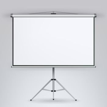 Meeting Projector Screen Vector.. Meeting Projector Screen Vector. White Board Presentation Conference With Tripod. Empty White Board On Tripod For Conference And Meeting