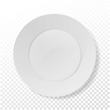 Realistic Plate Vector. Closeup Porcelain Mock Up Tableware Isolated On Transparency Background. Clean Ceramic Kitchen Dish Top View. Cooking Template For Food Presentation.. Realistic Plate Vector. Closeup Porcelain Mock Up Tableware Isolated On Transparency Background. Clean Ceramic Kitchen Dish Top View. Template For Food Presentation.
