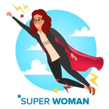 Super Businesswoman Character Vector. Achievement Victory Concept. Successful Superhero Business Woman Flying In Sky. Waving Red Cape. Isolated Flat Cartoon Illustration. Super Business Woman Character Vector. Red Cape. Leadership Concept. Creative Modern Business Super Woman. Business Woman Flying To Success. Isolated Flat Cartoon Illustration