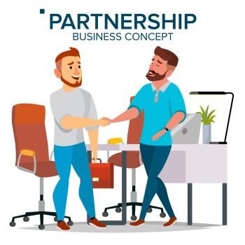 Business Partnership Concept Vector. Two Business Man. Closing deal Document. Business Connection. Isolated Flat Cartoon Illustration. Business Partnership Concept Vector. Two Business Man. Closing deal Document. Business Connection. Flat Cartoon Illustration