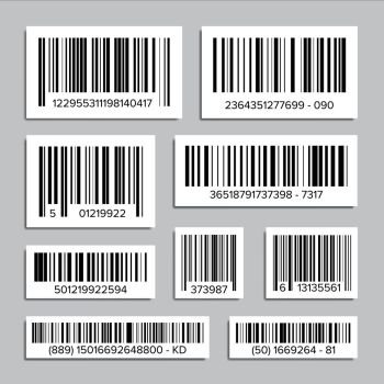 Bar Code Set Vector. Abstract Product Bar Codes Icons For Scanning. UPC Label. Isolated Illustration. Bar Code Set Vector. Universal Product Scan Code. Isolated Illustration