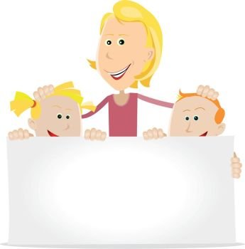 Illustration of happy chidren and their father wishing a happy anniversary to 
their mother. Happy Birthday To You Dad !