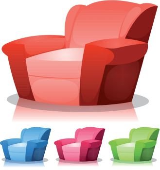 Cartoon Armchair Set. Illustration of a set of cartoon design armchairs in various colors