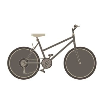 Vector bicycle flat icon illustration. Bike side view isolated side view. Black cycle modern motion pedal race speed spoke shape. Sign silhouette sport. Tandem travel vehicle wheel velocity white.