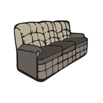 Sofa vector illustration furniture room couch interior design grey illustration