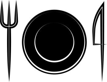 Fork Dish Knife Icon, Restaurant Menu Design Vector Art Illustration