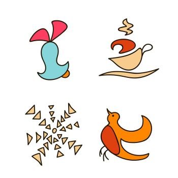 A set of images for the Christmas and New Year. Holiday objects collection. Christmas theme with bell, cup, hot drink, snowflake, bullfinch bird, Set of Christmas icons. Can be used as icons, wallpaper, wrapping paper, decoration