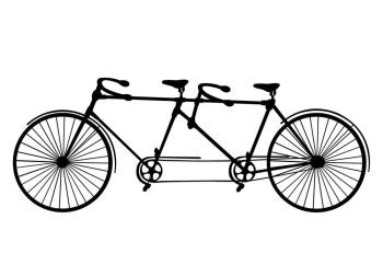 Retro silhouette tandem bicycle isolated on a white background. Vector.