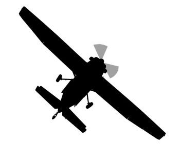 Bottom profile silhouette of X328 Atlas Angel Turbine skydiving equipped aircraft 