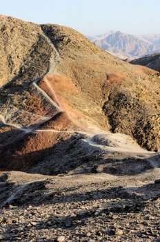Red Sea Mountains. Walk through the mountains near the Gulf of Eilat Red Sea in Israel