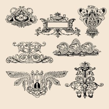 Set of antique decorative elements
