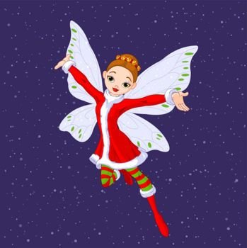 Beautiful Christmas fairy in flight