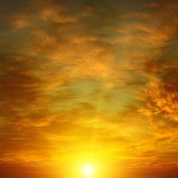 Bright epic dawn. Heavenly background.